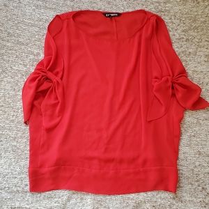 Express Open Shoulder Red Top with Arm Bows